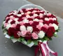 Корзина из 101  разноцветной розы