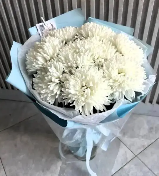Букет из 9 белых хризантем